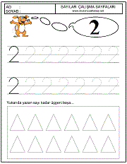 okul öncesi 2 sayısı çizgi çalışması